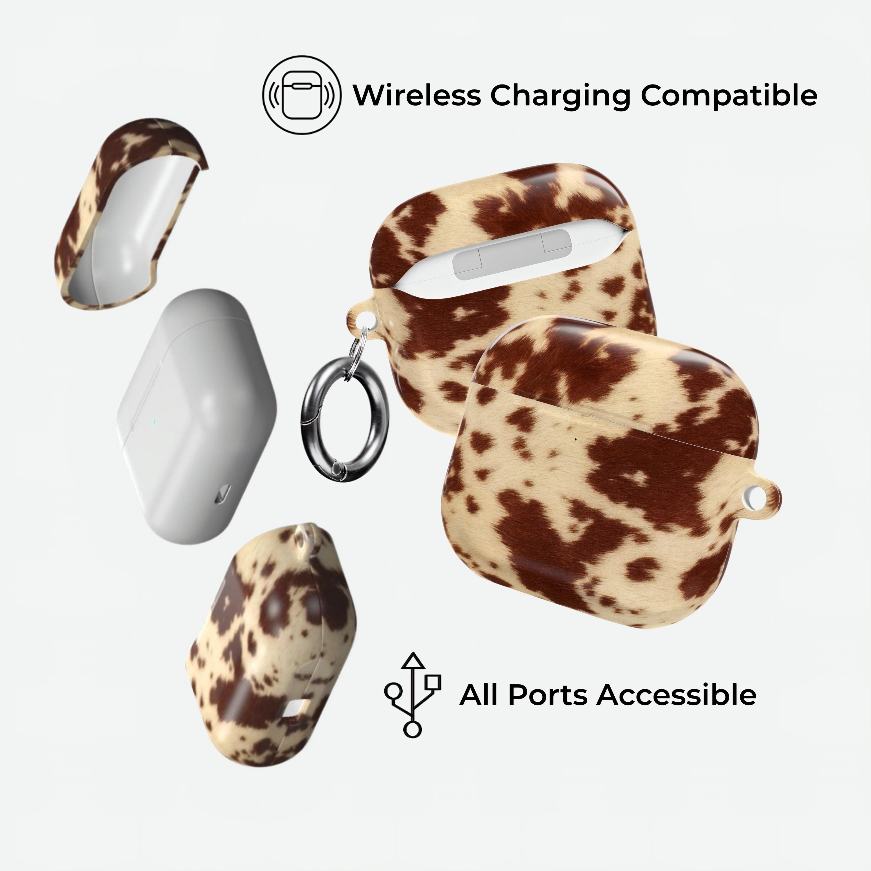 Cow Print Airpods Case | Chic Western Cowhide Earbuds Cover for