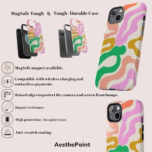 Coque Vague Colorée pour iPhone 15 Pro Max Housse au Design Abstrait Swirl pour iPhone 14, iPhone 13, iPhone 12, iPhone 11, SE, Xs, Xr, X image 9