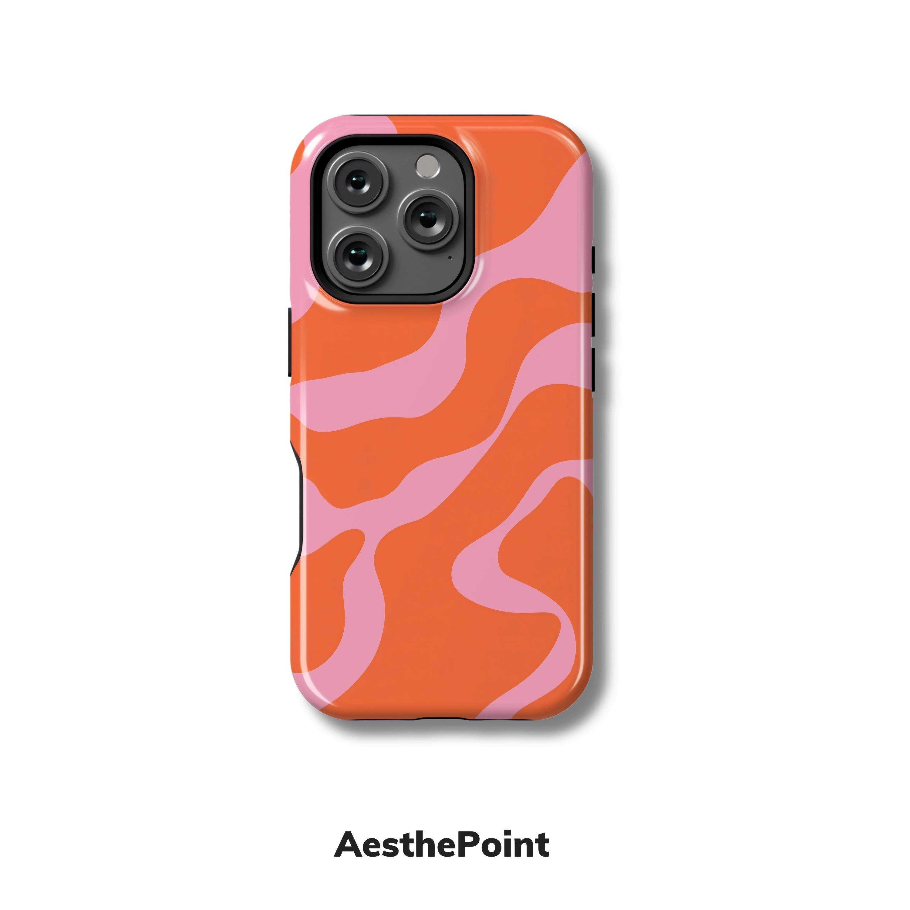 オレンジウェーブ柄 iPhoneケース（iPhone 17 Pro・16e・15 Plus・14