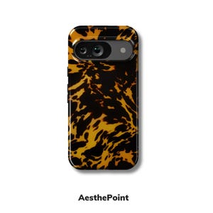 Amber Schildpatt Pixel Hülle für 10 Pro XL, 9a, 8 Pro, 7 | Magnetische, Schicke und Moderne Handyhülle