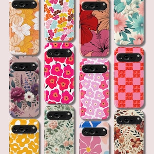 Coque de Téléphone Motif Floral – Coque Rétro & Bohème Compatible avec Pixel 9, 8 Pro, 8A, 7 Pro, 6, 6A