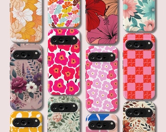Funda Retro y Boho Floral para Google Pixel 10, 9A, 8 • Compatible con Pixel 10 Pro XL, 8A, 7 • Accesorios de Teléfono Florales