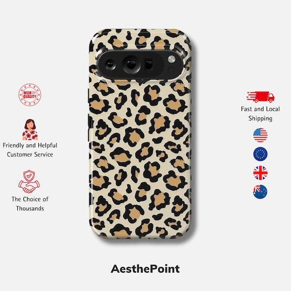 Leopard Print Google Pixel Case for 10 Pro XL, 9, 8a, 7 | Stylish Animal Pattern Phone Cover