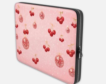 Funda Laptop Bola Disco Cereza | Funda Retro Y2K Cuero Vegano para MacBook 13–16 Pulgadas