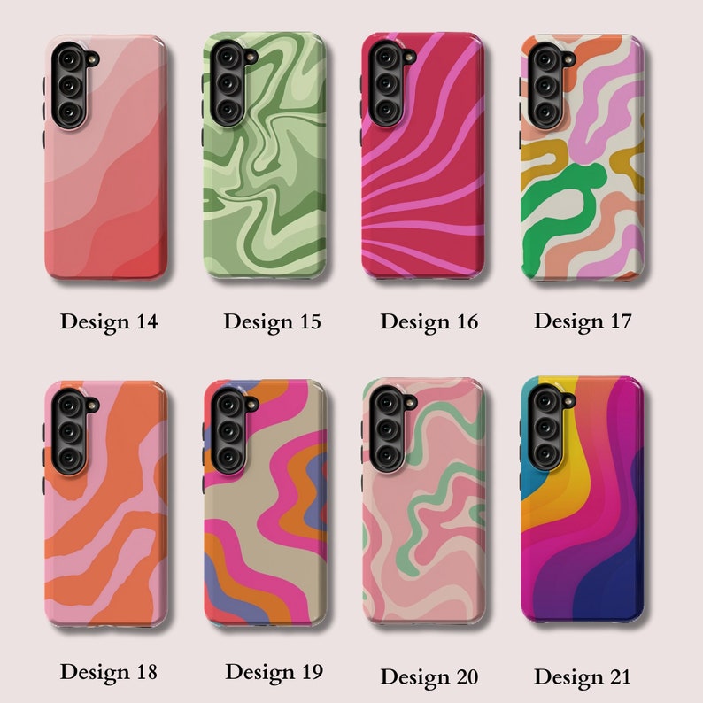 Coque Colorée Swirl pour Samsung Galaxy s23 Coque au Design Abstrait en Vague pour Galaxy s22, s21, s20, s10, A73, A70, A50, A14 image 5