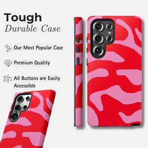 Rött Rosa Vågigt Samsungskal | Abstrakt Snyggt Fodral för Galaxy S25, S24 Ultra, S23 FE, S22 Plus, S21, A56, A35, A24, A14 Tough - Durable Case
