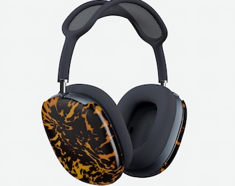 Amber Tortoiseshell AirPods Max Case | Elegant Animal Print Snap-On Protective Headphones Cover