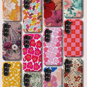 Coque de Téléphone Rétro Florale – Housse Compatible avec Galaxy S25 Plus S24 Ultra S23 FE S22 S21 A73 A72 A71 A55 A32 Accessoire Unique