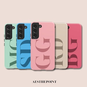 Telefoonhoes met Initialen – Aangepaste Monogram Hoes Compatibel met Galaxy S25 Ultra, S24 FE, S23 Plus, S22, S21, S20, S10, A51, A52, A14