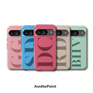 Gepersonaliseerde Initialen Google Pixel Hoes | Monogram Telefoonhoes voor Pixel 10 Pro, 9a, 8, 7