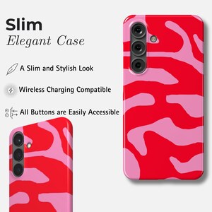 Rött Rosa Vågigt Samsungskal | Abstrakt Snyggt Fodral för Galaxy S25, S24 Ultra, S23 FE, S22 Plus, S21, A56, A35, A24, A14 Slim - Elegant Case