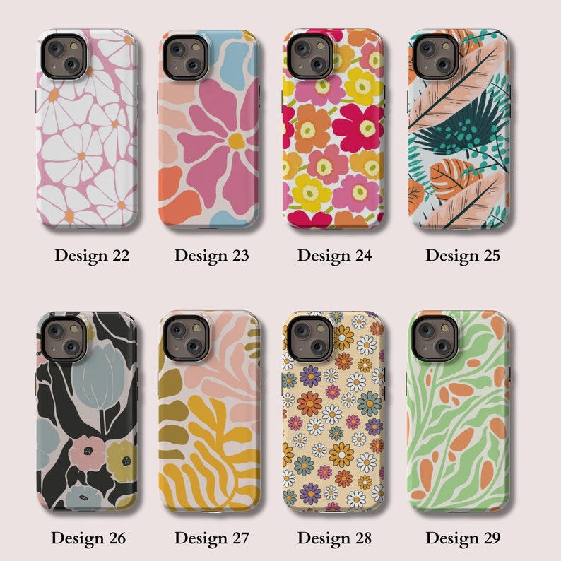 Coque iPhone au design rétro et bohème avec fleurs Skin iPhone 15 Plus Coque esthétique pour iPhone 11, 12, 13, 14 Pro Max image 5