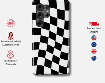 Funda Samsung de Cuadro Ondulado para S25 Ultra, S24 FE, S23 Plus, S22, A73, A56, A36, A14 | Funda Galaxy Estilosa