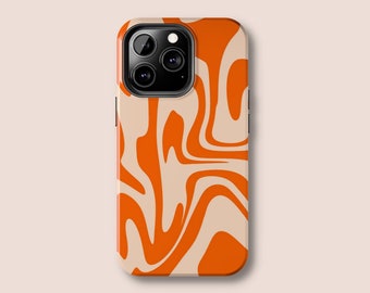 Orange Swirl iPhone Hülle | Abstraktes Wellen Design iPhone Cover | Robuste Rückseite für iPhone