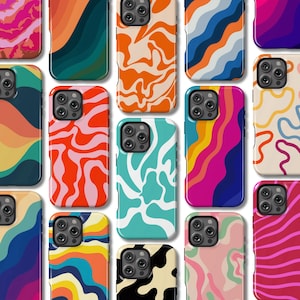 Custodia con Onde e Vortici Colorati – Cover Astratta Compatibile con iPhone 16, 15, 14 Plus, 13 Pro, 12 Mini, 11 Pro Max, SE, Xs
