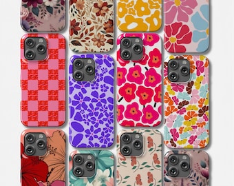 Retro & Boho Hülle für iPhone 17 Pro Max • Blumen Cover passend für iPhone 16 Plus, 15, 14, 13 Mini, 12 • Blumen-Design Hülle