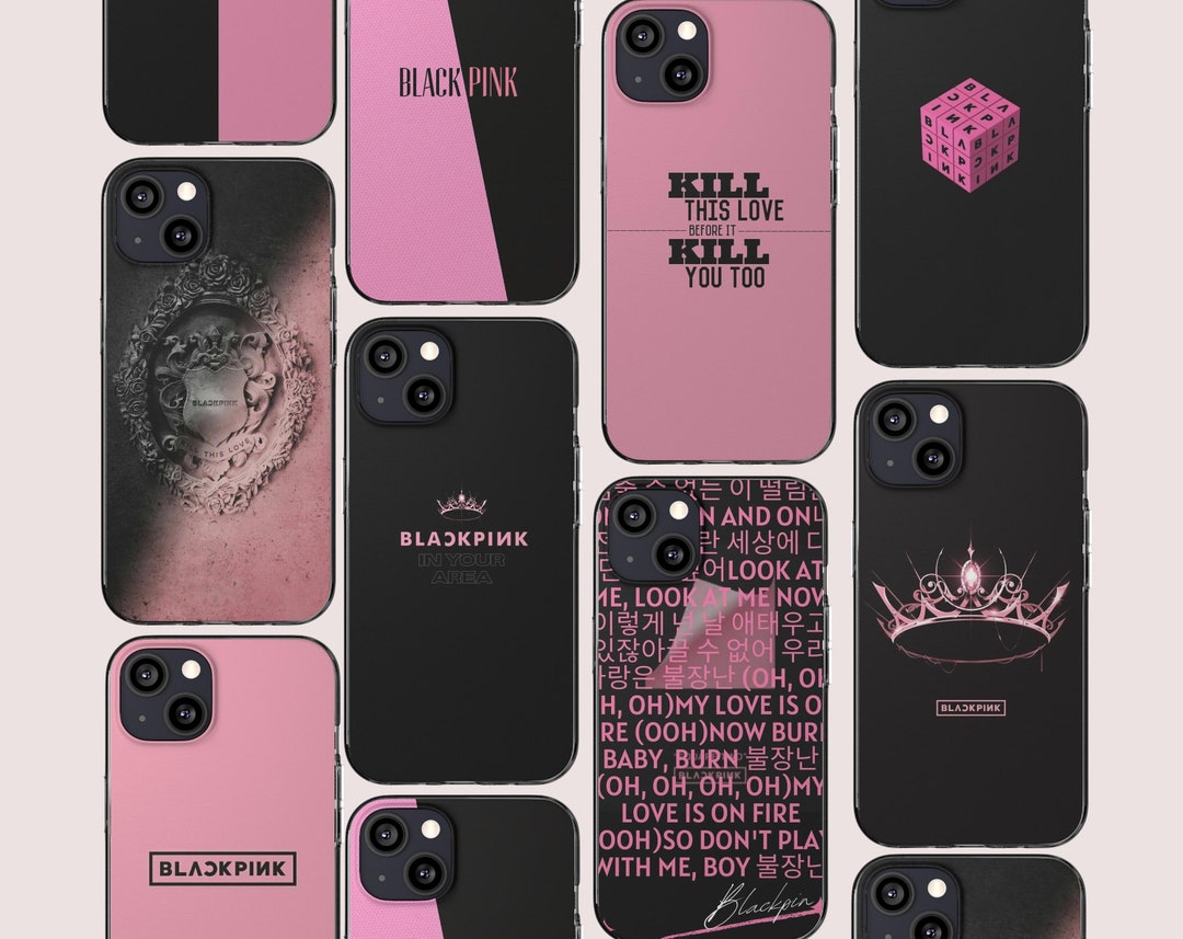 Funda de iPhone con el logo de Blackpink / Cubierta de teléfono para iPhone 14 13 12 11 Xs / Accesorio para fanáticos del K-Pop en iPhone