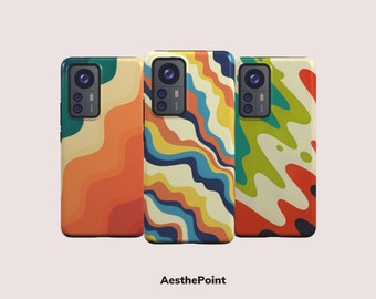 Wavy Rainbow Phone Case – Compatible with Xiaomi 13, 12, 11 Pro Plus Lite & Huawei P40, P30, P20, Mate Series – Stylish Cover