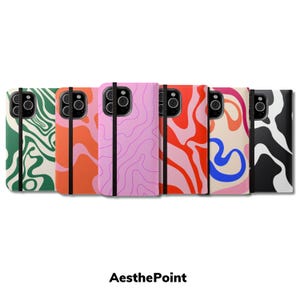 Organic Motions Leather Wallet Case – iPhone 17/16/15/14/13/12 & Galaxy S25/S24/S23/S22 Folio Card Holder Phone Cover