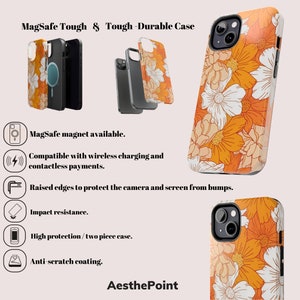 Coque iPhone au design rétro et bohème avec fleurs Skin iPhone 15 Plus Coque esthétique pour iPhone 11, 12, 13, 14 Pro Max image 8