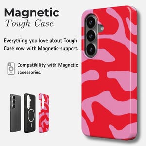 Rött Rosa Vågigt Samsungskal | Abstrakt Snyggt Fodral för Galaxy S25, S24 Ultra, S23 FE, S22 Plus, S21, A56, A35, A24, A14 Magnetic Tough Case