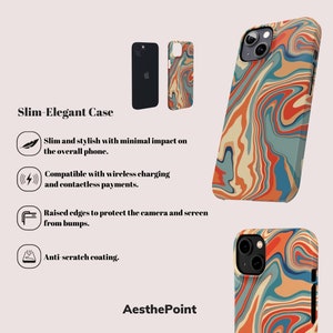 Colourful Wave Case for iPhone 15 Pro Max Abstract Swirl Design Cover for iPhone 14, iPhone 13, iPhone 12, iPhone 11, SE, Xs, Xr, X Slim - Elegant Case