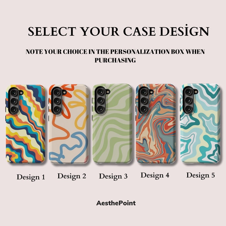 Coque Colorée Swirl pour Samsung Galaxy s23 Coque au Design Abstrait en Vague pour Galaxy s22, s21, s20, s10, A73, A70, A50, A14 image 3