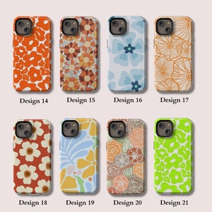 Coque iPhone au design rétro et bohème avec fleurs Skin iPhone 15 Plus Coque esthétique pour iPhone 11, 12, 13, 14 Pro Max image 4