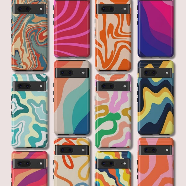 Buntes Wave Case für Google Pixel 8 Pro | Abstraktes Swirl Design Phone Cover für Google Pixel 7 Pro, Pixel 6, Pixel 5