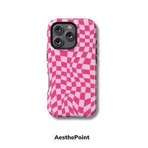 Checkered Phone Case – for iPhone  17, 16 Pro, 15 Plus, 14 Pro Max, 12, 11, 13, X, XS, SE – Waved Checkered Design Cover