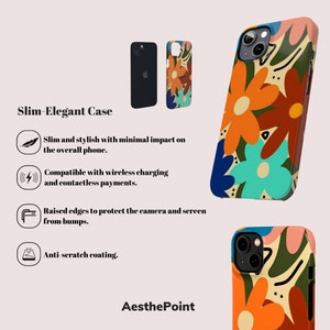 Coque iPhone au design rétro et bohème avec fleurs Skin iPhone 15 Plus Coque esthétique pour iPhone 11, 12, 13, 14 Pro Max Slim - Elegant Case