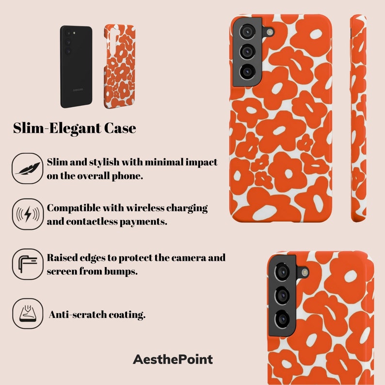 Coque au design rétro et bohémien avec motifs floraux pour Samsung S24 Ultra Coque Galaxy S23 Plus Galaxy S22, S21, S20, S10, A14, A32, image 3