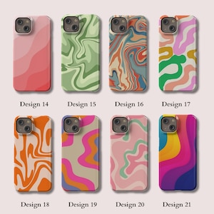 Coque Vague Colorée pour iPhone 15 Pro Max Housse au Design Abstrait Swirl pour iPhone 14, iPhone 13, iPhone 12, iPhone 11, SE, Xs, Xr, X image 5