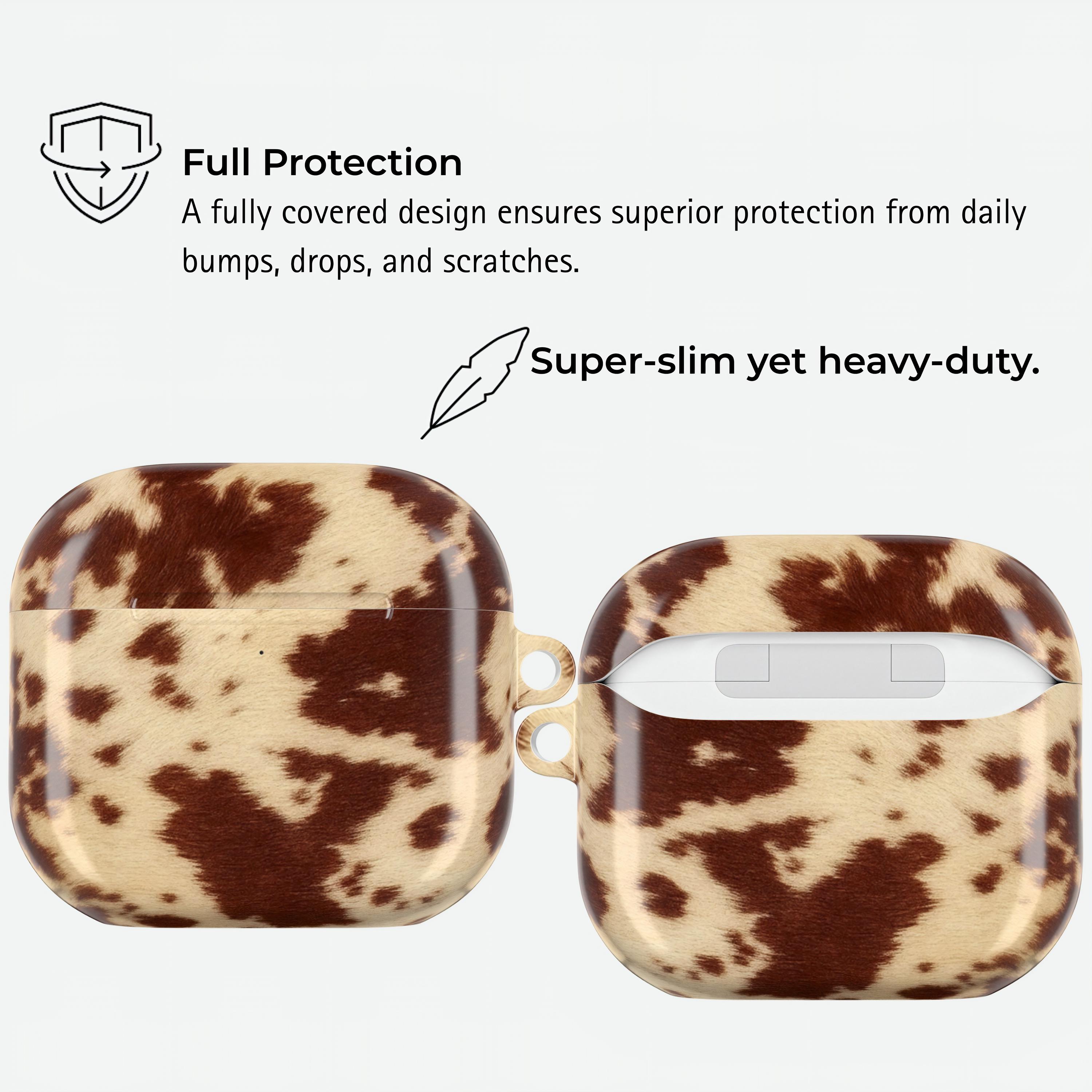 Cow Print Airpods Case | Chic Western Cowhide Earbuds Cover for