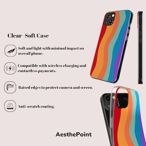 Bunte Wave-Hülle für iPhone 15 Pro Max Abstrakte Swirl-Designabdeckung für iPhone 14, iPhone 13, iPhone 12, iPhone 11, SE, Xs, Xr, X Clear - Soft Case