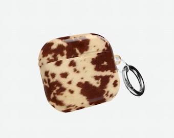 Cow Print Airpods Case | Chic Western Cowhide Earbuds Cover for