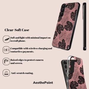 Coque au design rétro et bohémien avec motifs floraux pour Samsung S24 Ultra Coque Galaxy S23 Plus Galaxy S22, S21, S20, S10, A14, A32, Clear - Soft Case