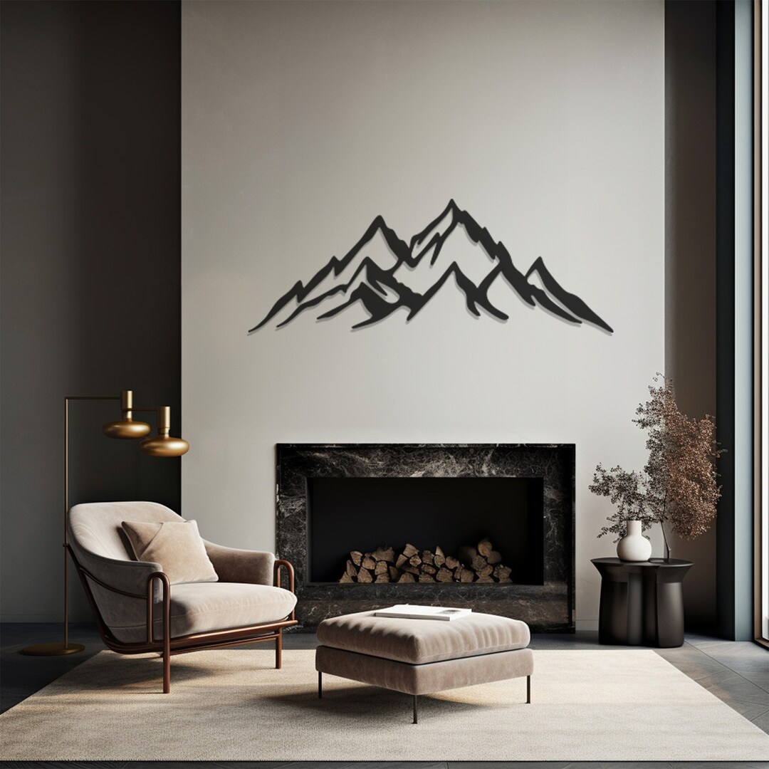 Mountain Metal Wall Art, Rustic Wall Decor, Outdoor Landscape Hanging ...