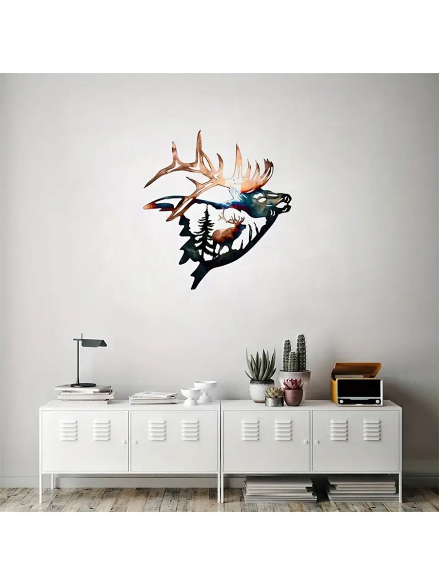 Rustic Elk Deer Metal Wall Art Sculpture, Deer Metal Wall Decor, Moose