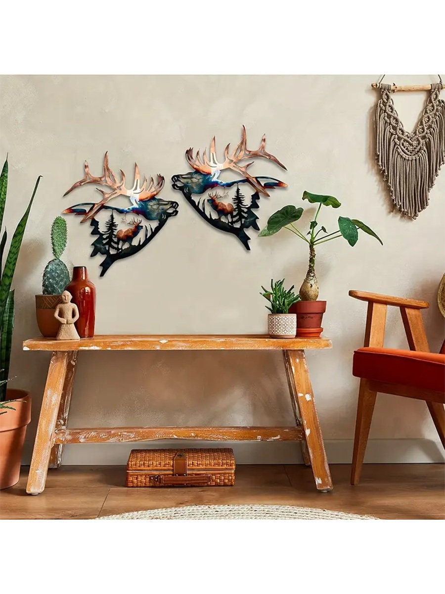 Rustic Elk Deer Metal Wall Art Sculpture, Deer Metal Wall Decor, Moose