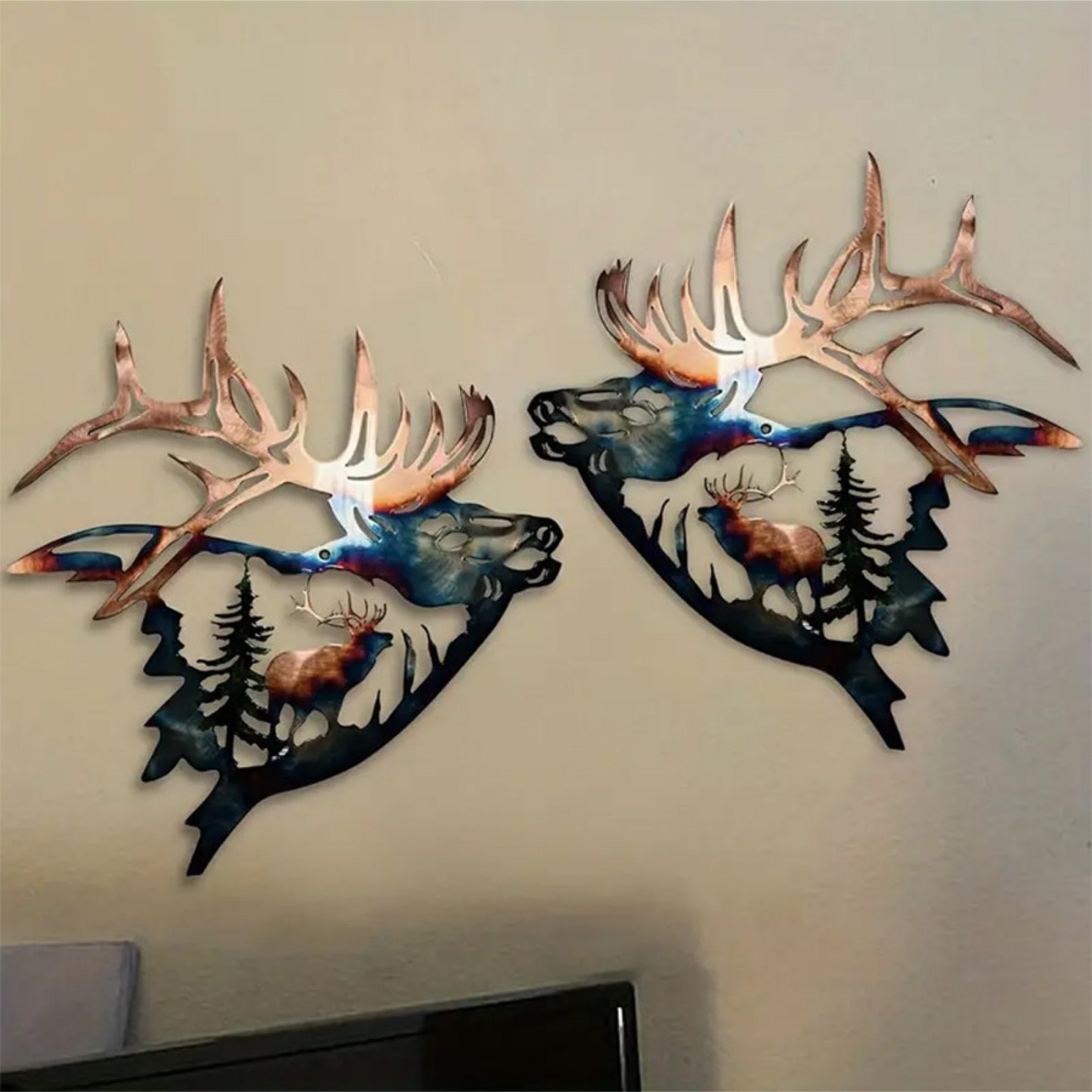 Rustic Elk Deer Metal Wall Art Sculpture, Deer Metal Wall Decor, Moose