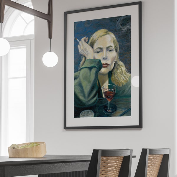 Joni Mitchell Both Sides Now Poster, Bar Cart Print, Printable Wall Art, Music Poster, Digital Download, Girls Bedoom Decor, Feminist Poster