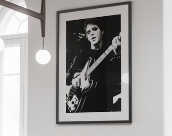 Lou Reed Guitar Poster, Black and White, Vintage Print, Retro Music Poster, Wall Art, Concert Poster, 1970s, Home Decor, Digital Download