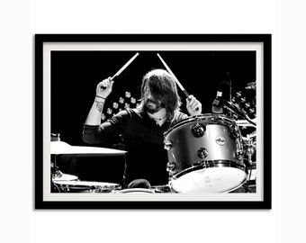 Dave Grohl Drum Poster, Black and White, Vintage Print, Printable Music Wall Art, Retro Music Poster, 1990s, Home Decor, Digital Download