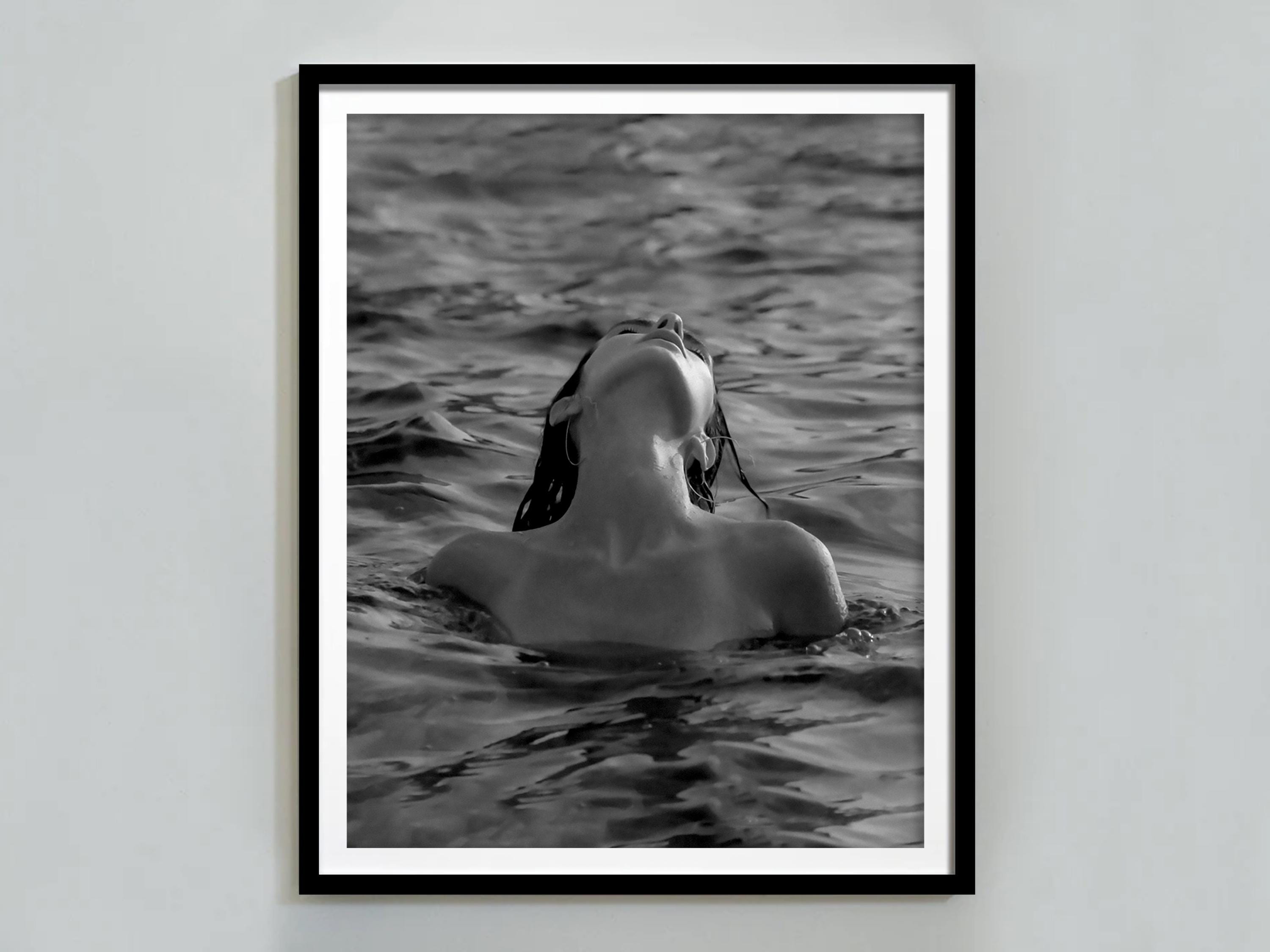 Naked Woman in Beach Print, Feminist Poster, Black and White, Vintage