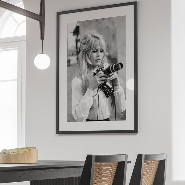Brigitte Bardot Poster, Black and White, Fashion Photography, Feminist Print, Old Hollywood Decor, Vintage Retro Wall Art, Digital Download