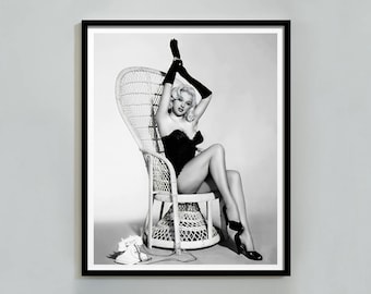 Diana Dors Poster, Black and White, Vintage Photography, Old Hollywood Prints, Digital Download, Halloween Wall Decor, Retro Movie Poster