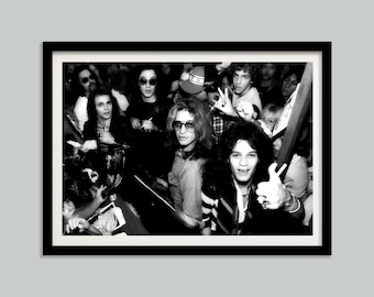 Van Halen Concert Poster, Black and White, Vintage Photo, Printable Retro Wall Art, Music Studio Decor, 1970s, Digital Download, Tour Poster