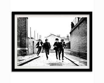 The Beatles in Paris Poster, Black and White, Vintage Print, Music Poster, Printable Wall Art, 1970s, Music Studio Decor, Digital Download