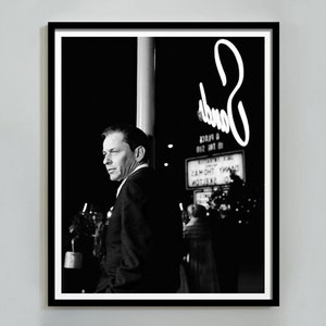 Cartel de Frank Sinatra en Las Vegas, blanco y negro, impresión de Frank Sinatra, fotografía vintage, arte de pared de música retro, década de 1970, descarga digital
